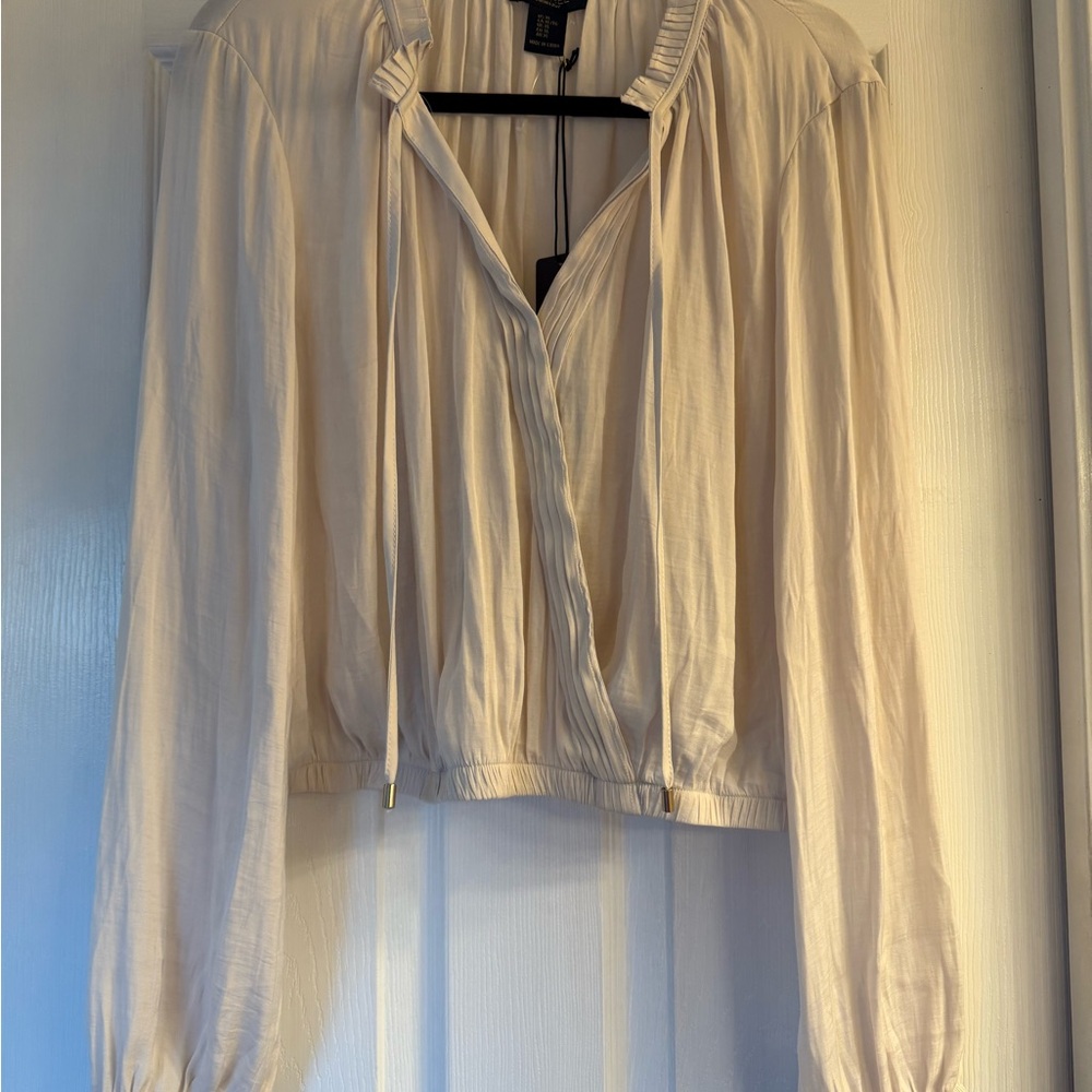 Rachel Zoe Elegant Cream Blouse with Tie Detail
